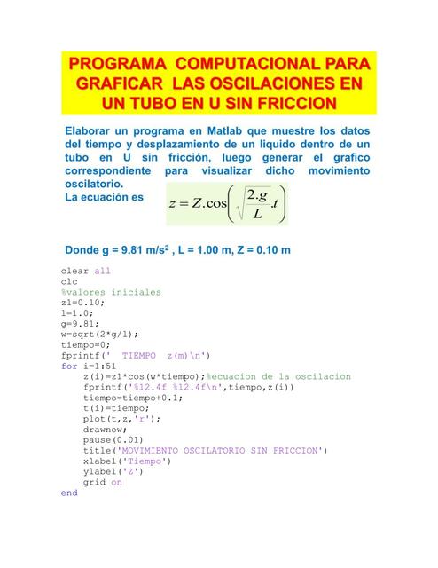 1 oscilaciones en un tubo sin friccion programa en matlab