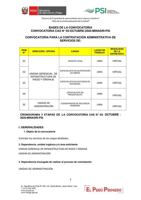 Bases para la Contratación Administrativa de Servicios