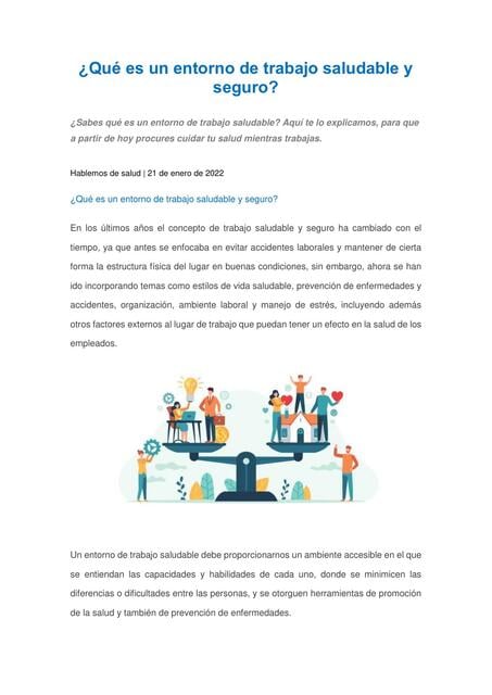 Cap 1 Que es un entorno de trabajo saludable y seg | Step | uDocz