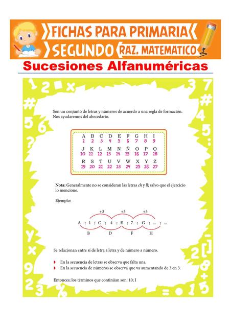 Sucesiones Alfanuméricas para Segundo de Primaria