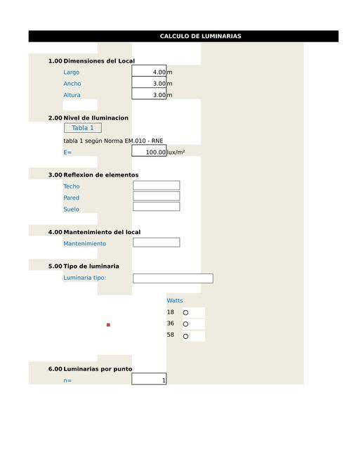Calculo de Luminarias