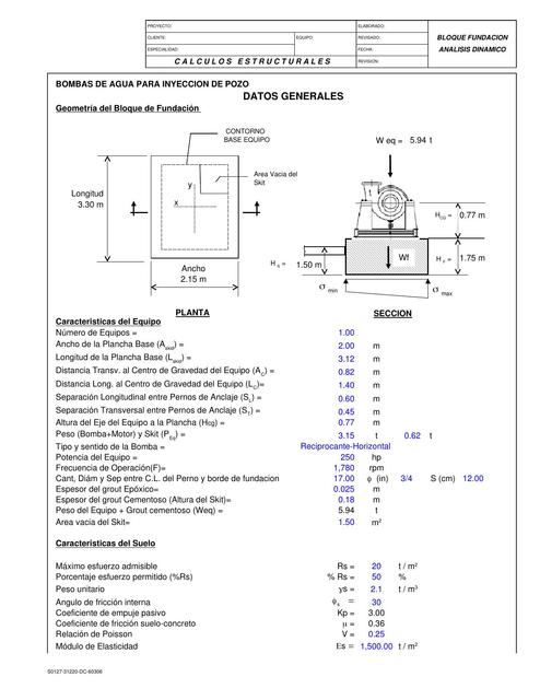 Bloque de Fundacion Bombas Analisis Dinamico