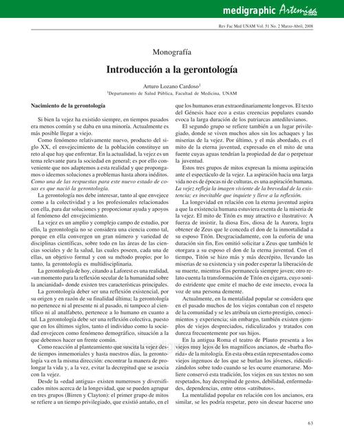 Introducción a la Gerontología