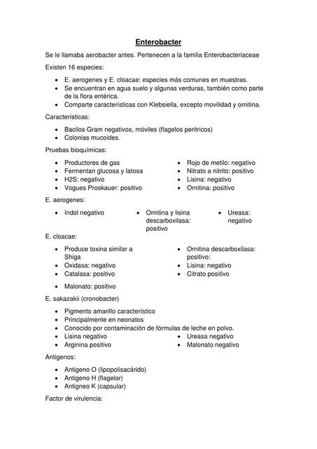 Gérnero Enterobacter morganella y providencia