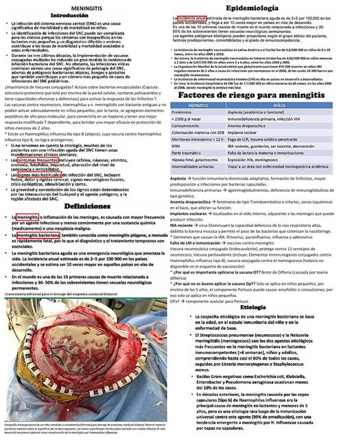 MENINGITIS EN PEDIATRIA - Resumen UpToDate