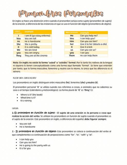  Subject pronouns