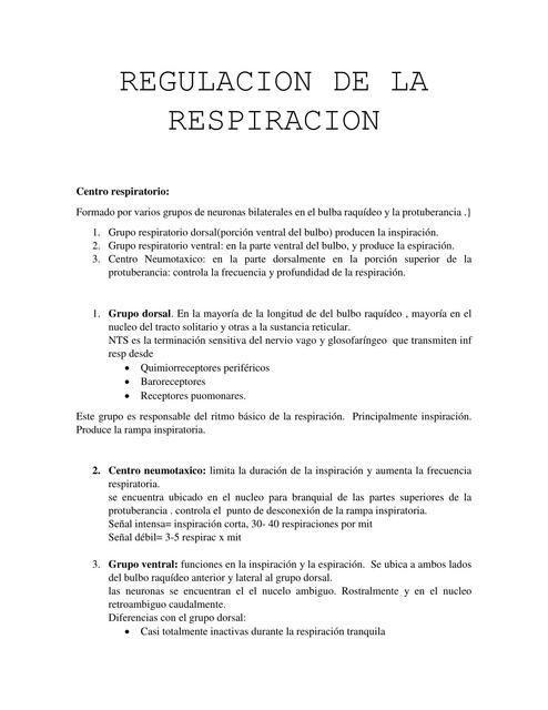 Regulación de la Respiración