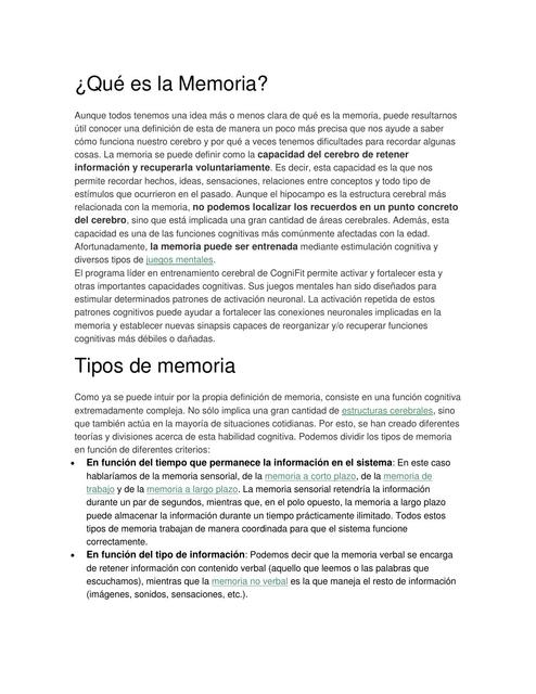 Qué es la Memoria