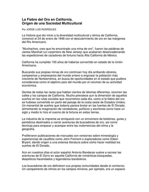 La Fiebre del Oro en California | Jeancarlo M. | uDocz