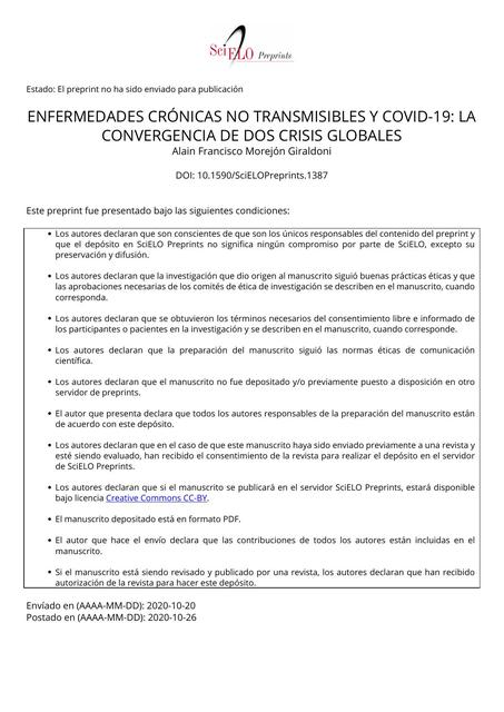 Enfermedades crónicas asociadas a covid 19