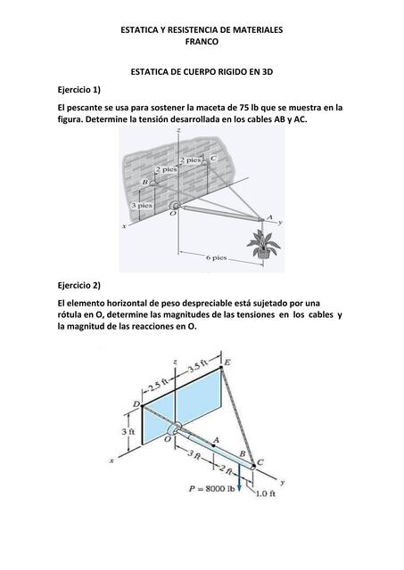 ESTATICA DE CUERPO RIGIDO EN 3D | Melody Quinteros | uDocz