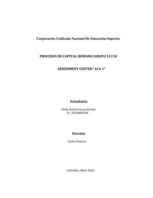 ACA 1 PROCESO DE CAPITAL HUMANO | Sindy | uDocz