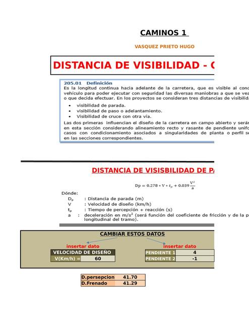 Distancia de Visibilidad Curvas Verticales