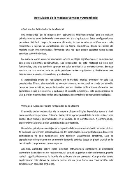 Reticulados de madera | Arquitectura y espacios | uDocz