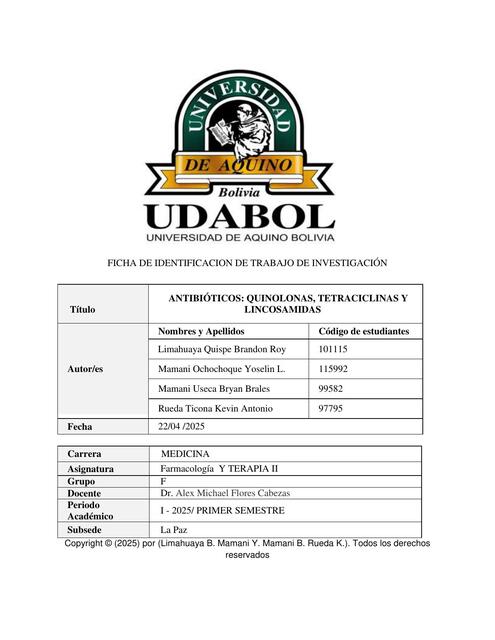 QUINOLONAS | Kevin antonio Rueda ticona | uDocz