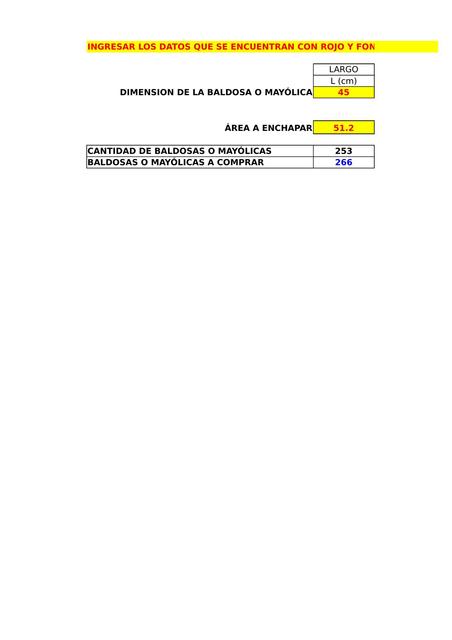 Plantilla Excel Cerámicos