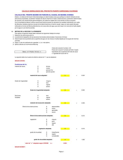 Caculo Hidrológico Puente