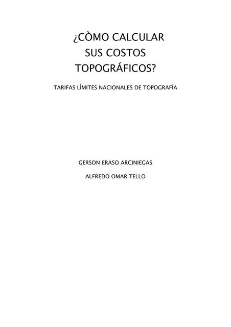 Tarifas Límites Nacionales de Topografía