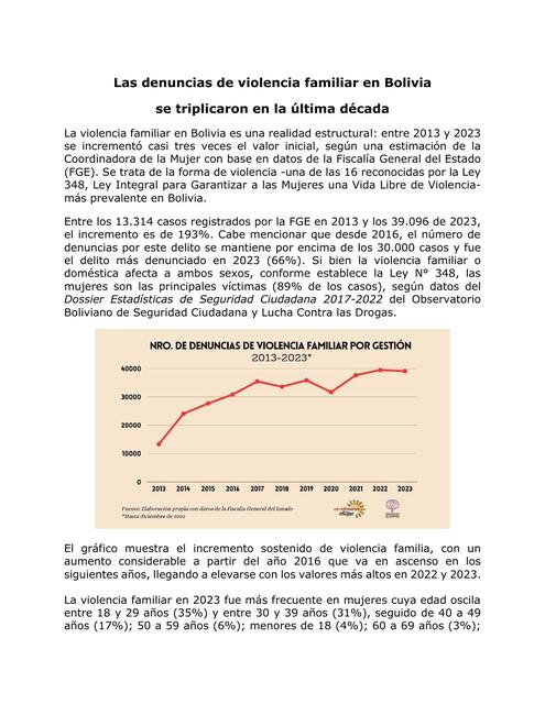 Las denuncias de violencia familiar en bolivia | Reyna | uDocz