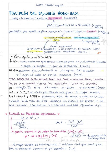 Resumen de Regulación del Equilibrio Ácido-Base