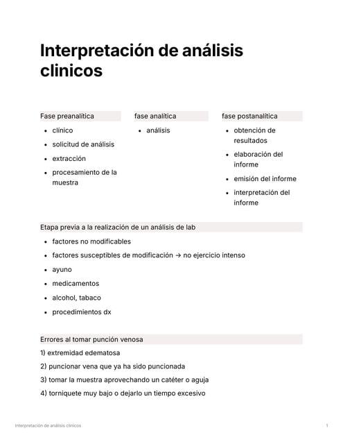 interpretacion de analisis clinicos | Anidaly_ | uDocz
