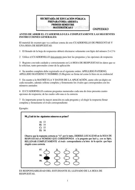 Matemáticas I (GUIAS BACHILLERATO ABIERTO PLAN 33)