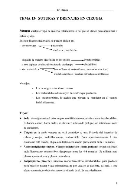 Suturas y Drenajes en cirugia