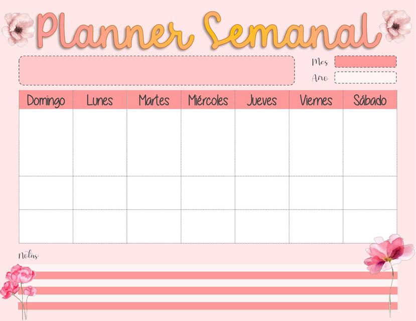 Planner Semanal Rosa