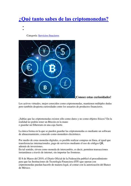 Qué tanto sabes de las criptomonedas