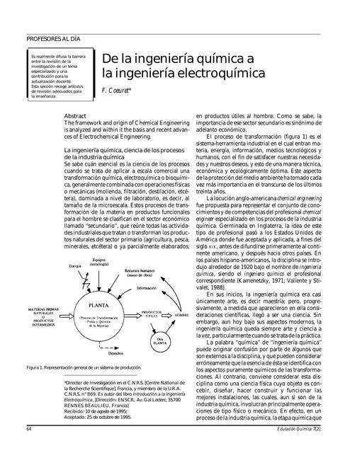 De la ingeniería química a la ingeniería electroquímica