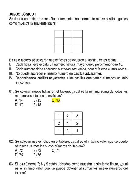 Juegos Lógicos Matemáticos