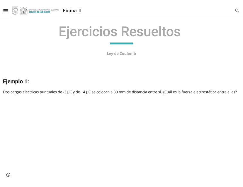Ejercicios resueltos Ley de Coulomb | Rvinsh Shcn | uDocz