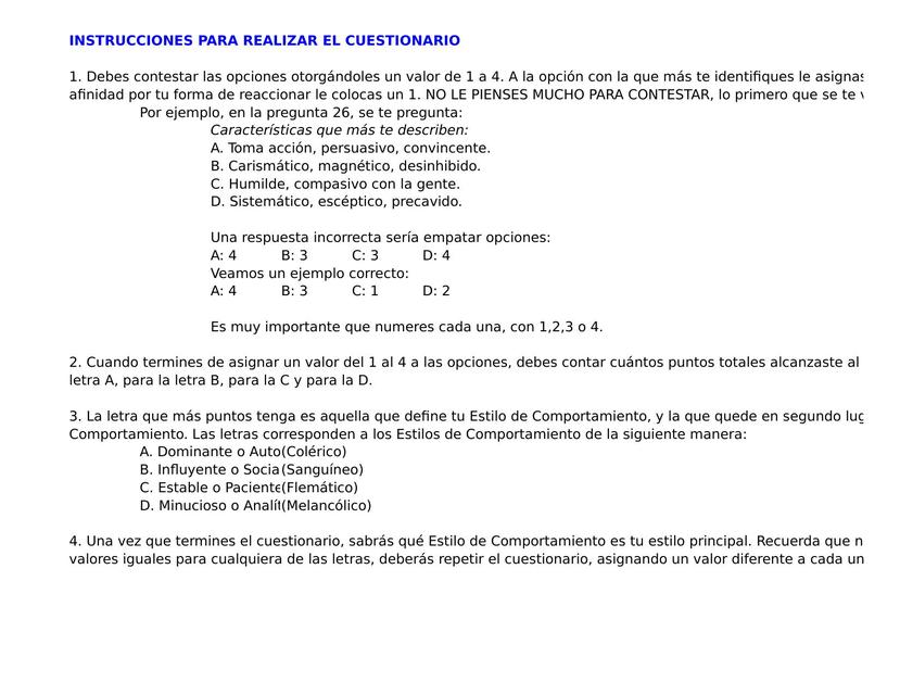 Test Express DISC (Plantilla para evaluar candidato