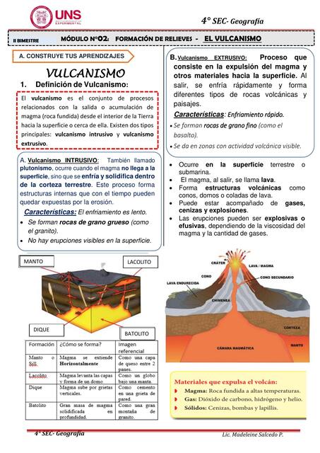 Geografía Bimestre Ii Sesión 2 Vulcanismo Intrusivo Y Extrusivo