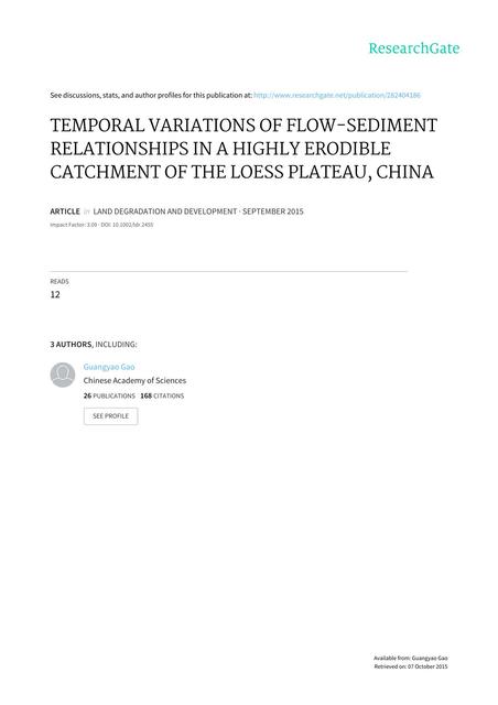 Gao Et Al 2015:  Land Degradation & Development