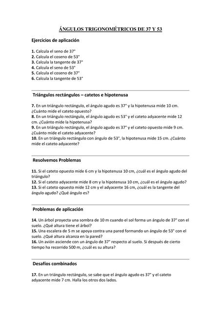ÁNGULOS TRIGONOMÉTRICOS DE 37 Y 53 | Julio | uDocz