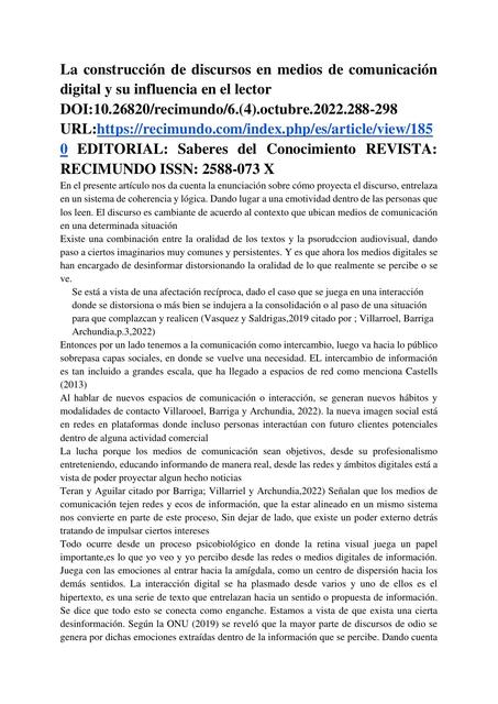 La construcción de discursos en medios de comunica | alfredo manobanda ...
