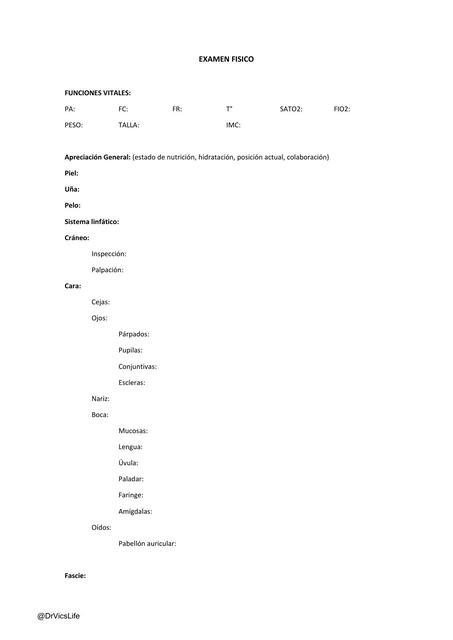 Historia Clínica - Examen Físico - Clínicas y Hospitalización