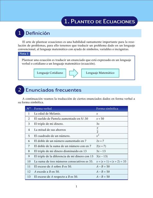 Planteo de Ecuaciones 