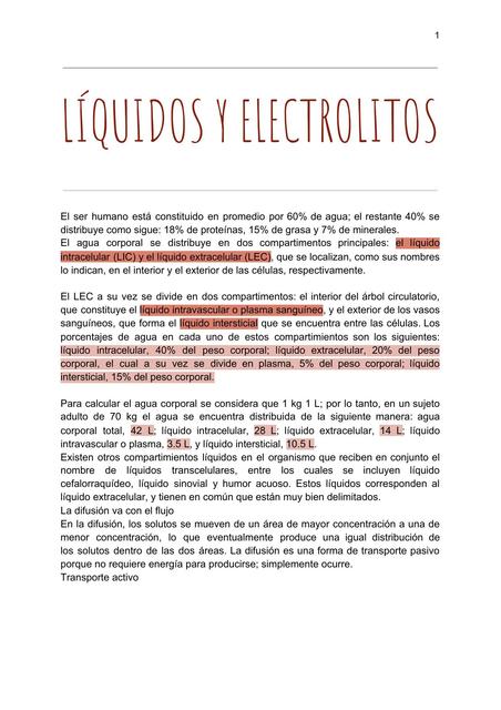 Líquidos y Electrolitos