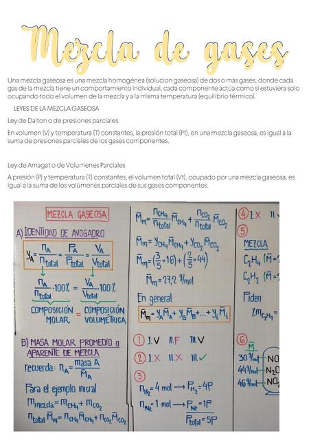Mezcla de Gases | Apuntes PreUniversitarios | uDocz