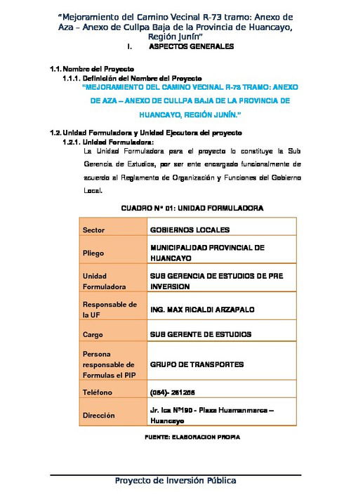 Formulacion De Pip Camino Vecinal