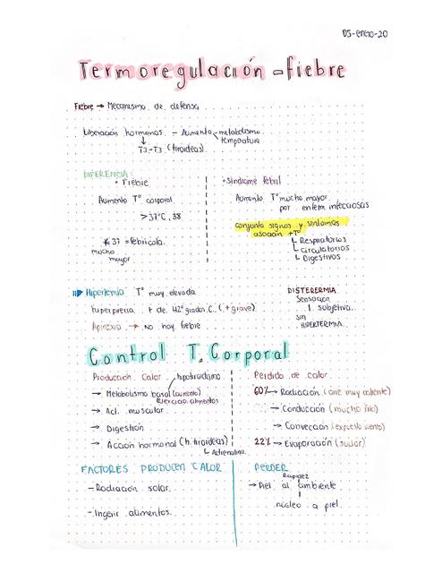 Termorregulación y Fiebre