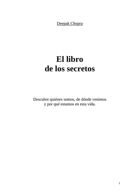 Chopra, Deepak   El Libro De Los Secretos