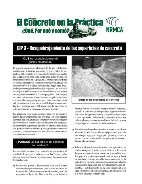 Cip 3   Resquebrajamiento De Las Superficies De Concreto