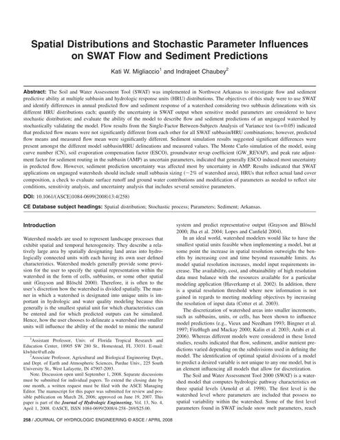 Migliaccio And Chaubey Asce Jhe Spatial Ditributions 2008