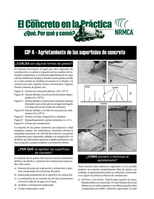 Cip 4 Agrietamiento De Las Superficies De Concreto