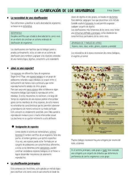 La clasificación de los organismos