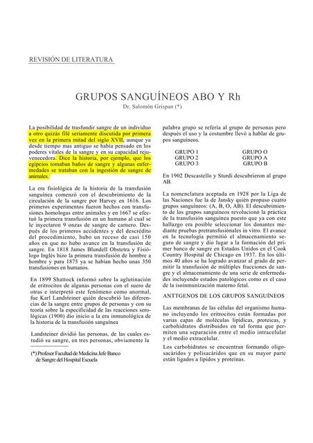 Grupos sanguíneos ABO y Rh