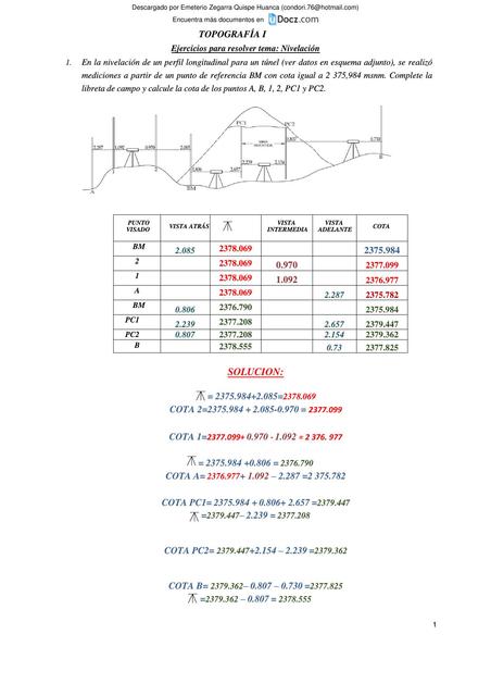 Ejercicios resueltos de nivelación topografía